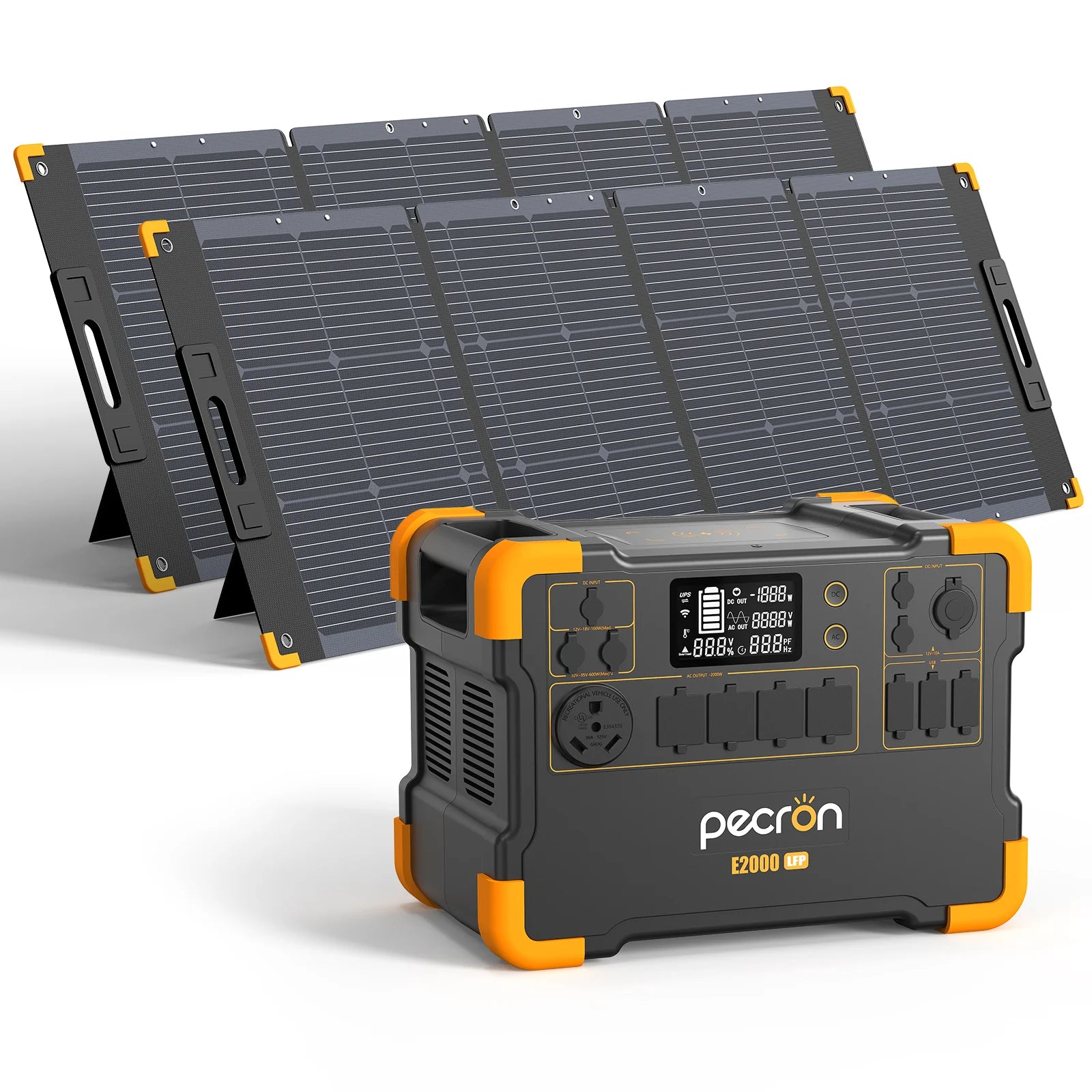 PECRON E2000LFP + 2x PECRON PV200 Solar Panels Bundle