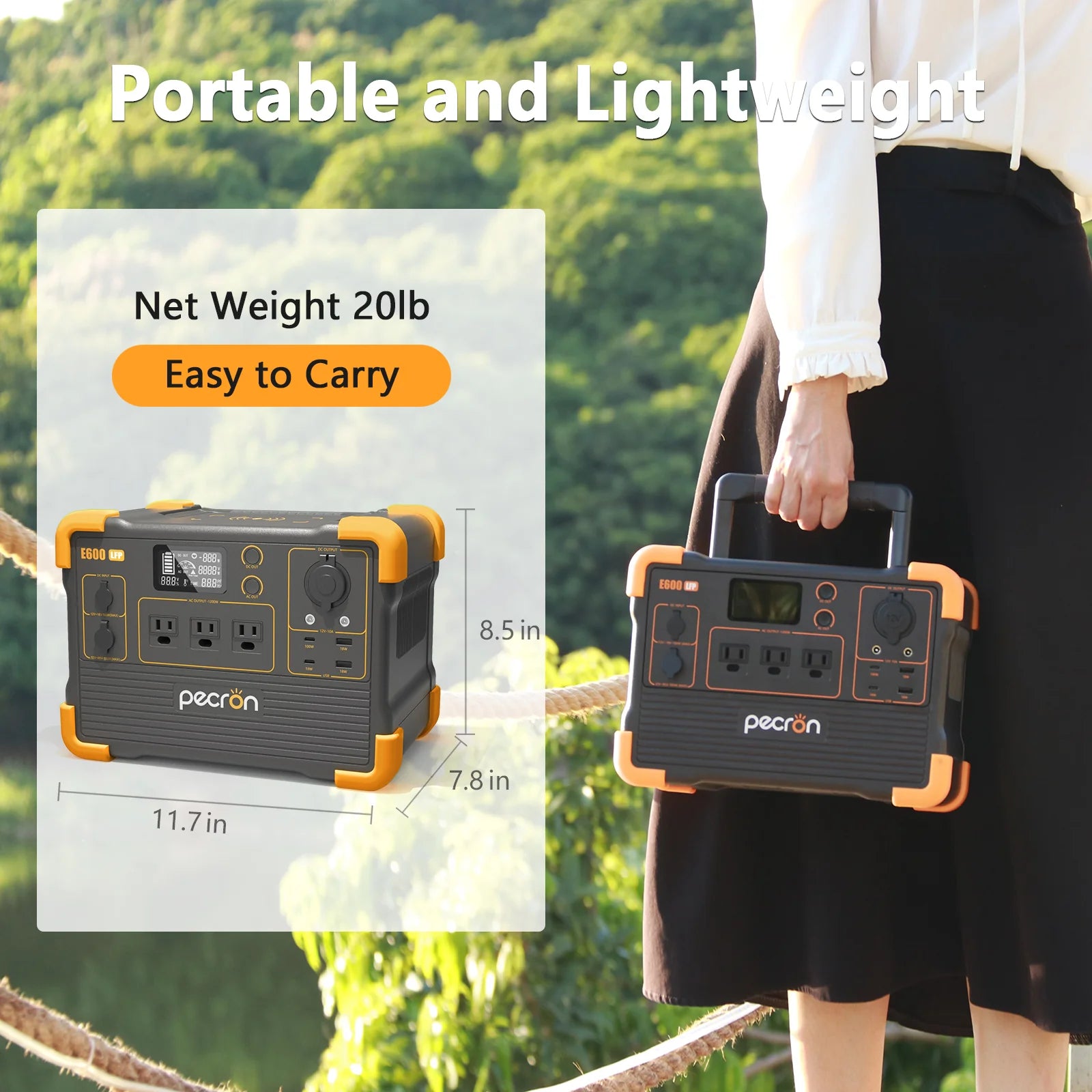 PECRON E600LFP Portable Power Station | 614Whr 1200W