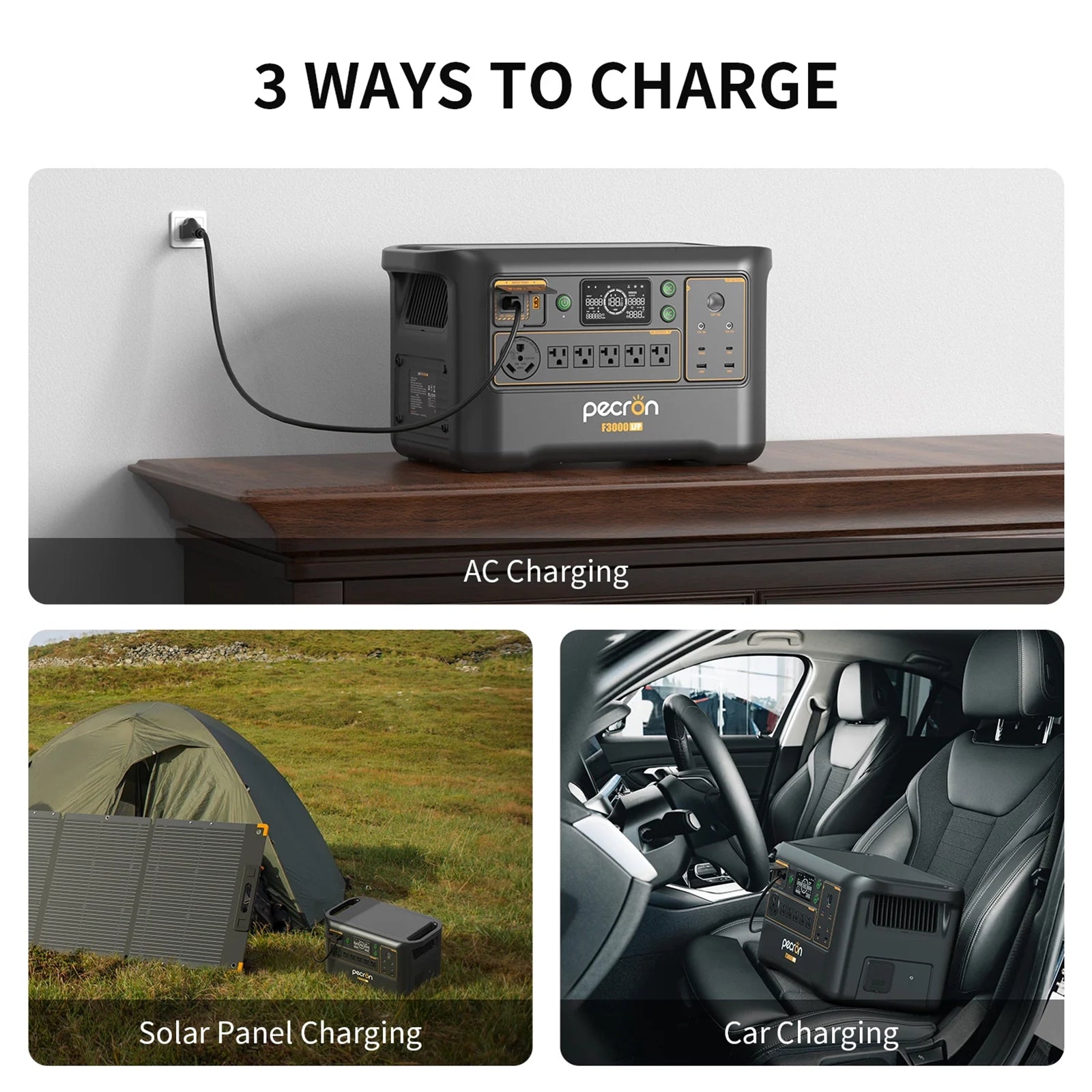 PECRON F3000LFP Expandable Portable Power Station | 3072Whr 3600W