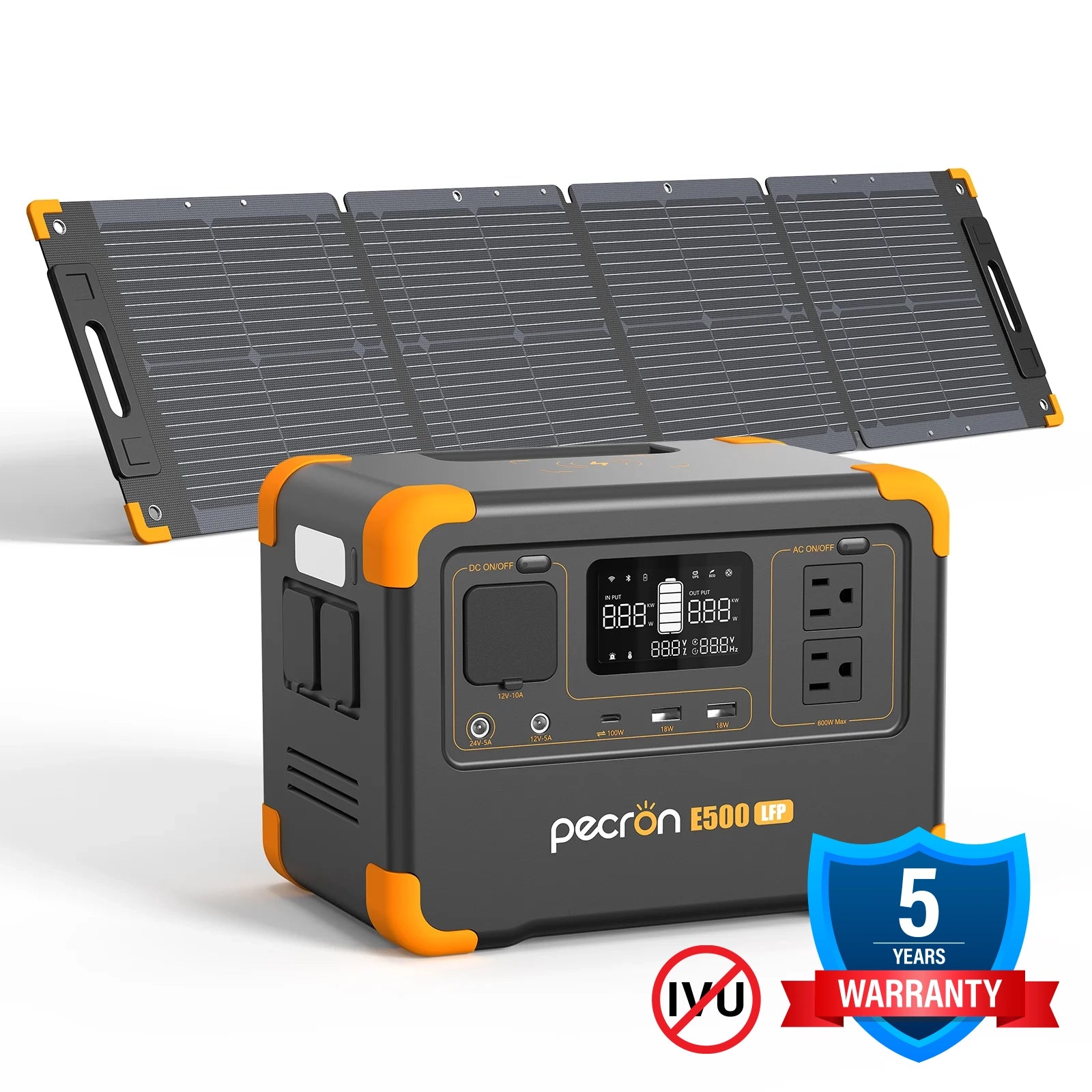 PECRON E500LFP + PECRON PV100 Solar Panel Bundle