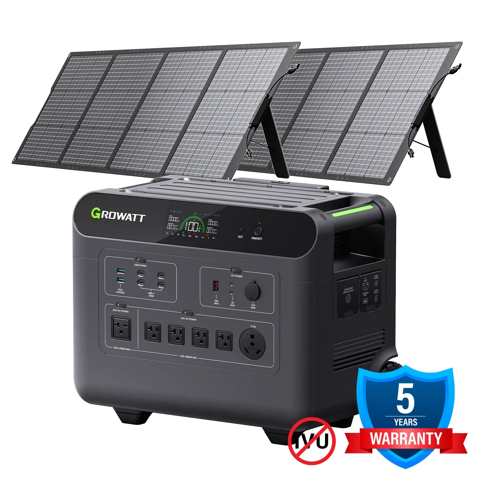 Growatt Helios 3600 + 2x Growatt 200W Solar Panels Bundle