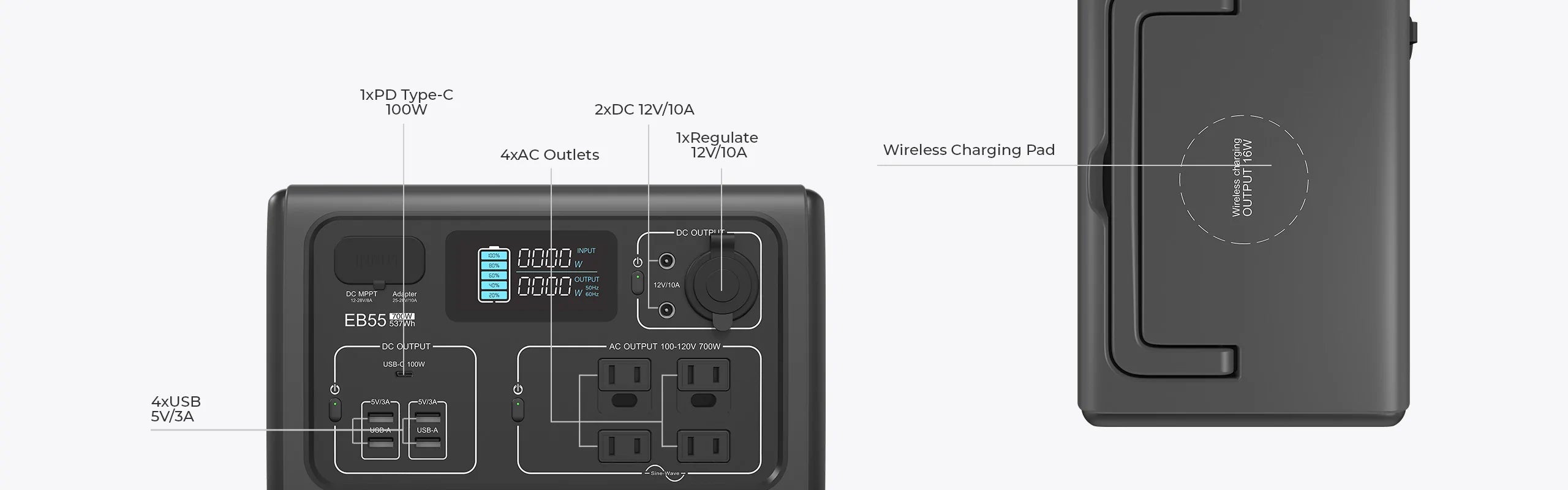 BLUETTI EB55 Portable Power Station | 537Wh 700W