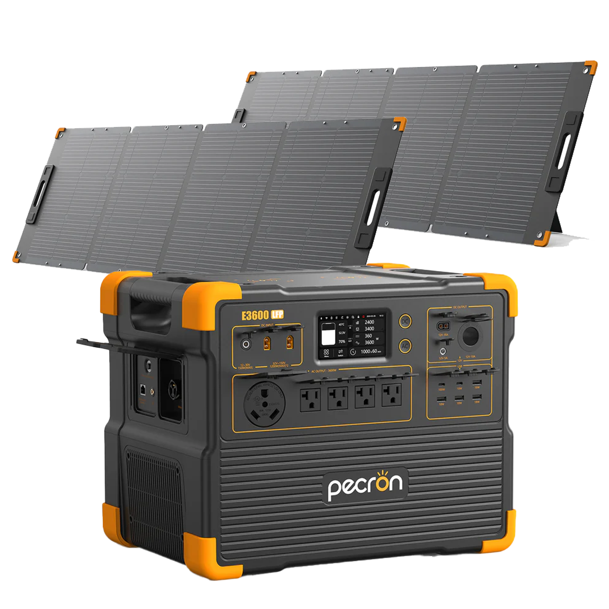 PECRON E3600LFP + 2x PECRON PV200 Solar Panels Bundle