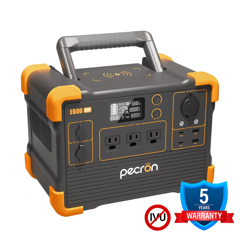 PECRON E600LFP Portable Power Station | 614Whr 1200W