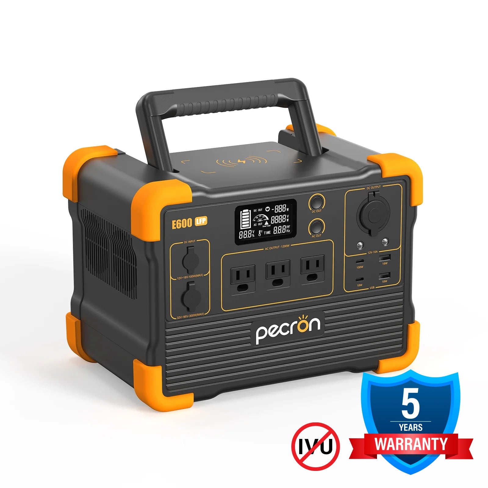 PECRON E600LFP Portable Power Station | 614Whr 1200W