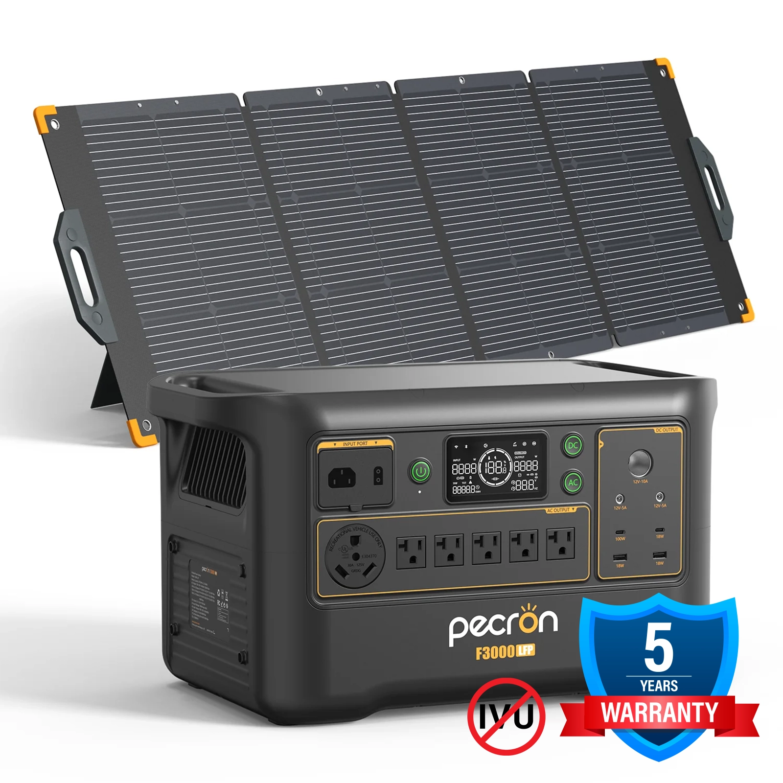 PECRON F3000LFP + 300W Solar Panels Bundle