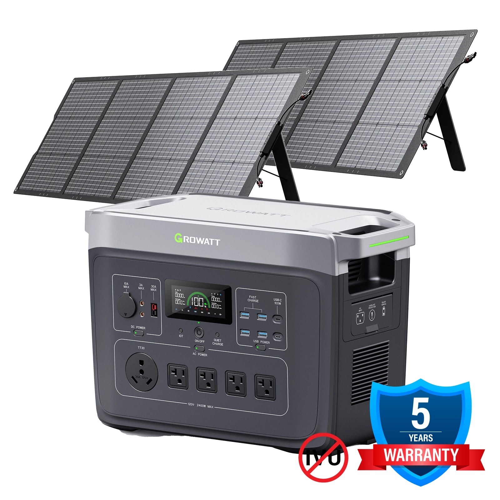 Growatt Infinity 2000 PRO + 2x Growatt 200W Solar Panels Bundle