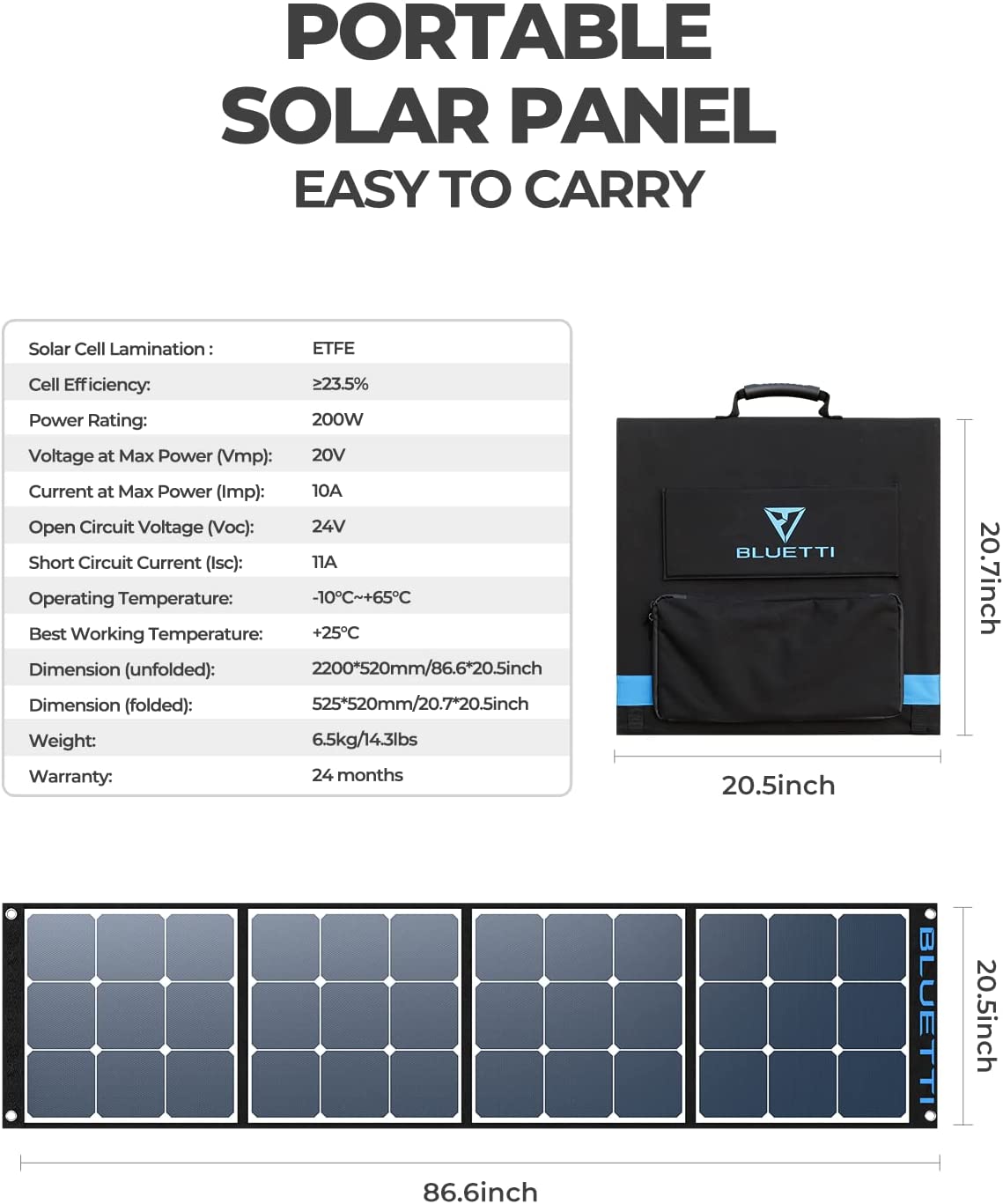 BLUETTI SP200 Portable Solar Panel | 200W 20V